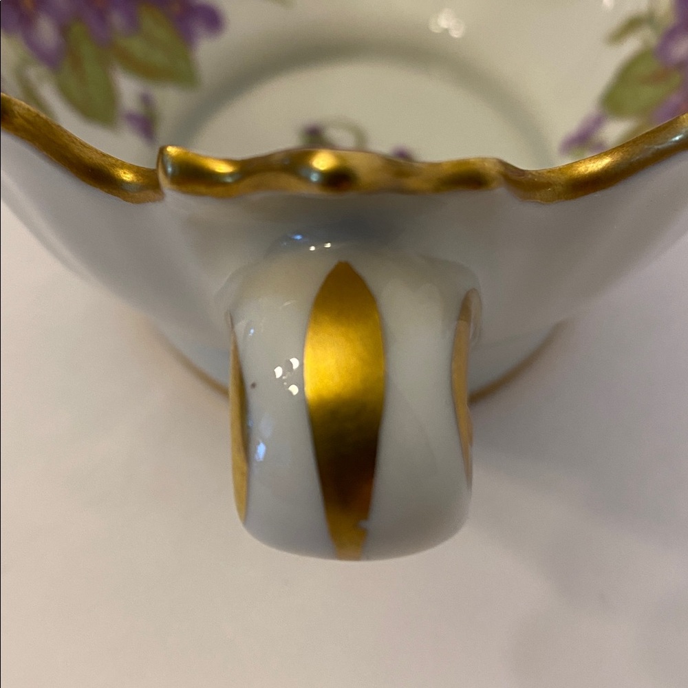 Vintage Limoges France Dish Candy Trinket Porcelain Violets Floral Gold Gilt Rim - Picture 14 of 16